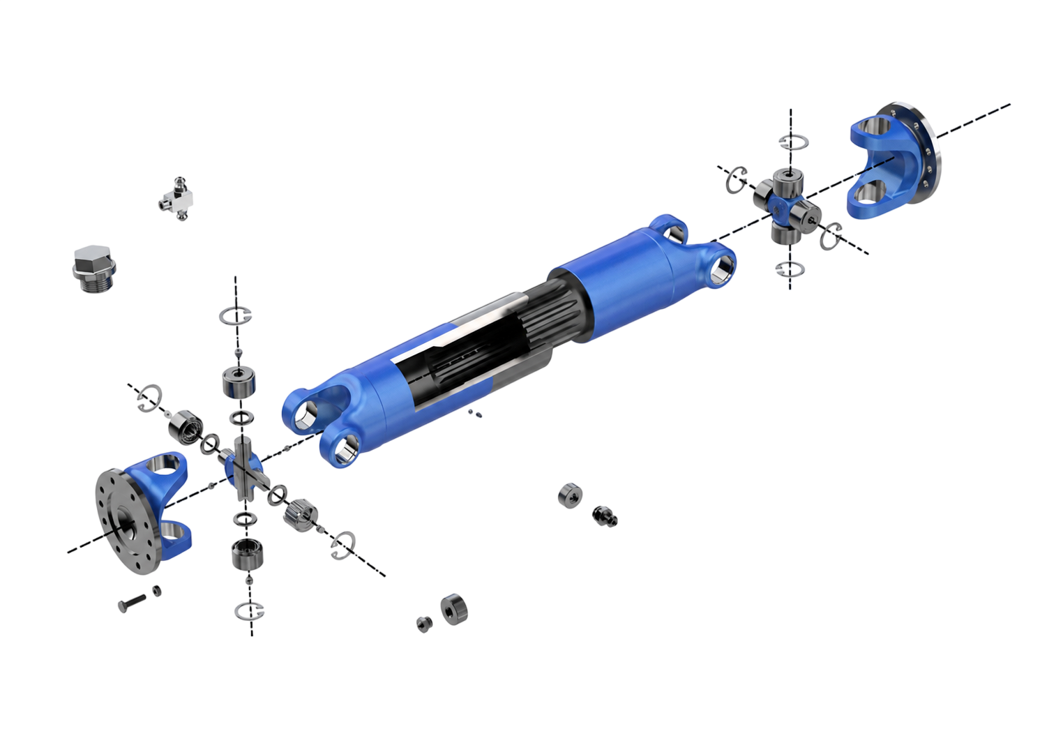 Industrial cardan shaft exploded view